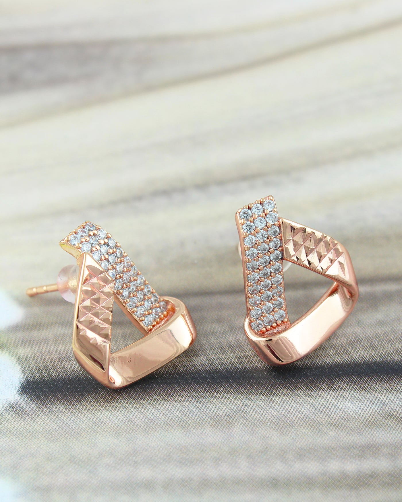 Geometric Twist Pavé Earrings