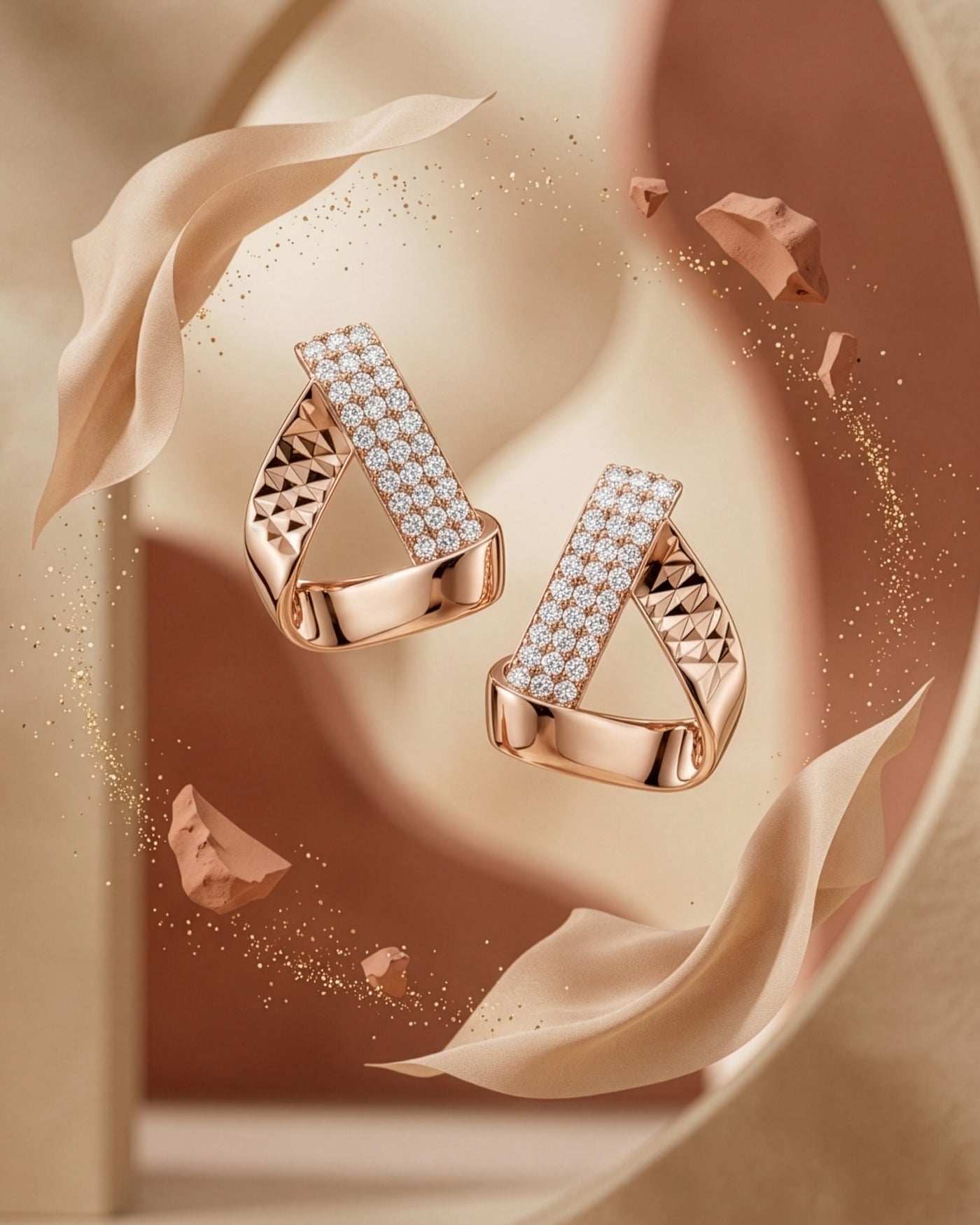 Geometric Twist Pavé Earrings