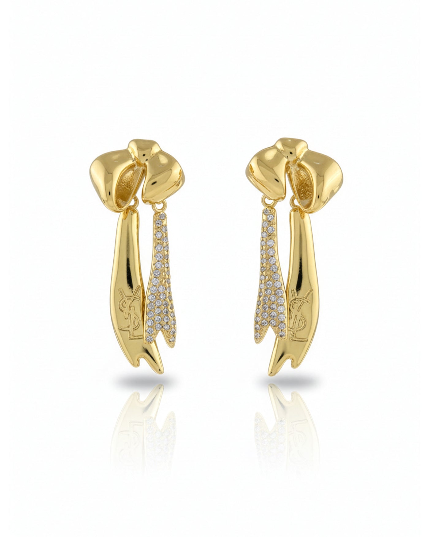 Gold Ribbon Luxe Drop Earrings