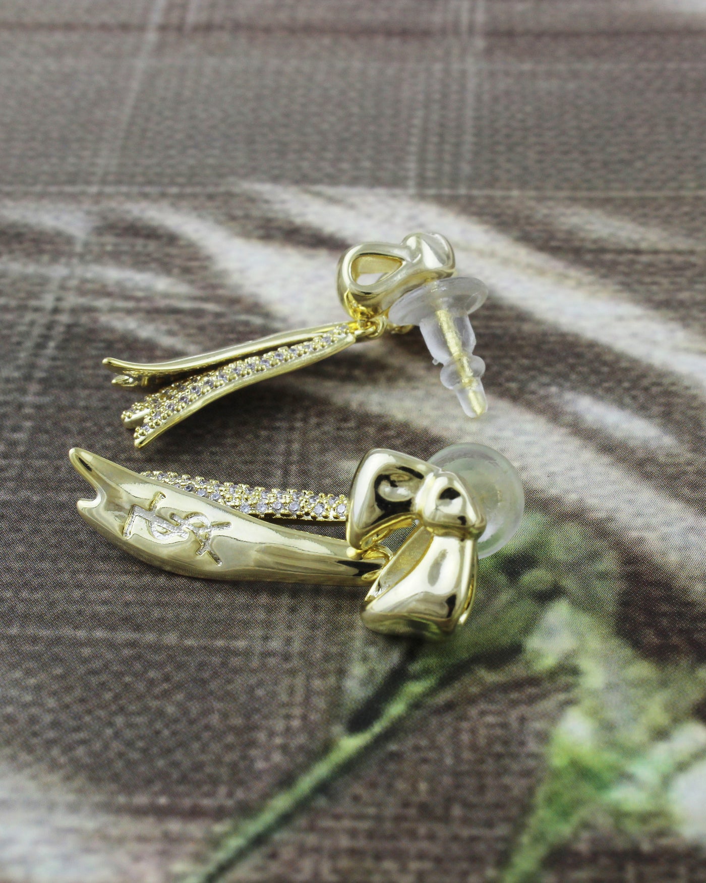 Gold Ribbon Luxe Drop Earrings