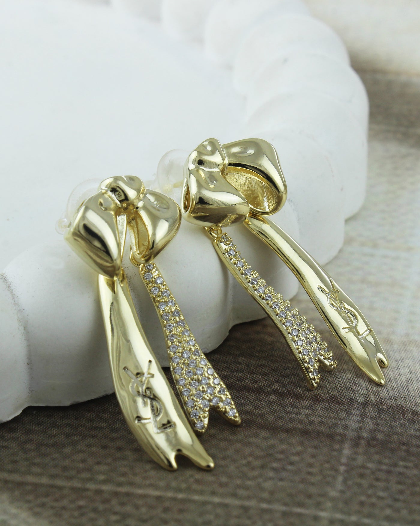 Gold Ribbon Luxe Drop Earrings