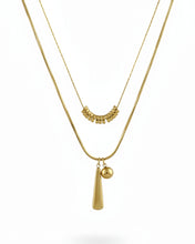 Layered Drop Charm Chain Necklace