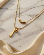 Layered Drop Charm Chain Necklace