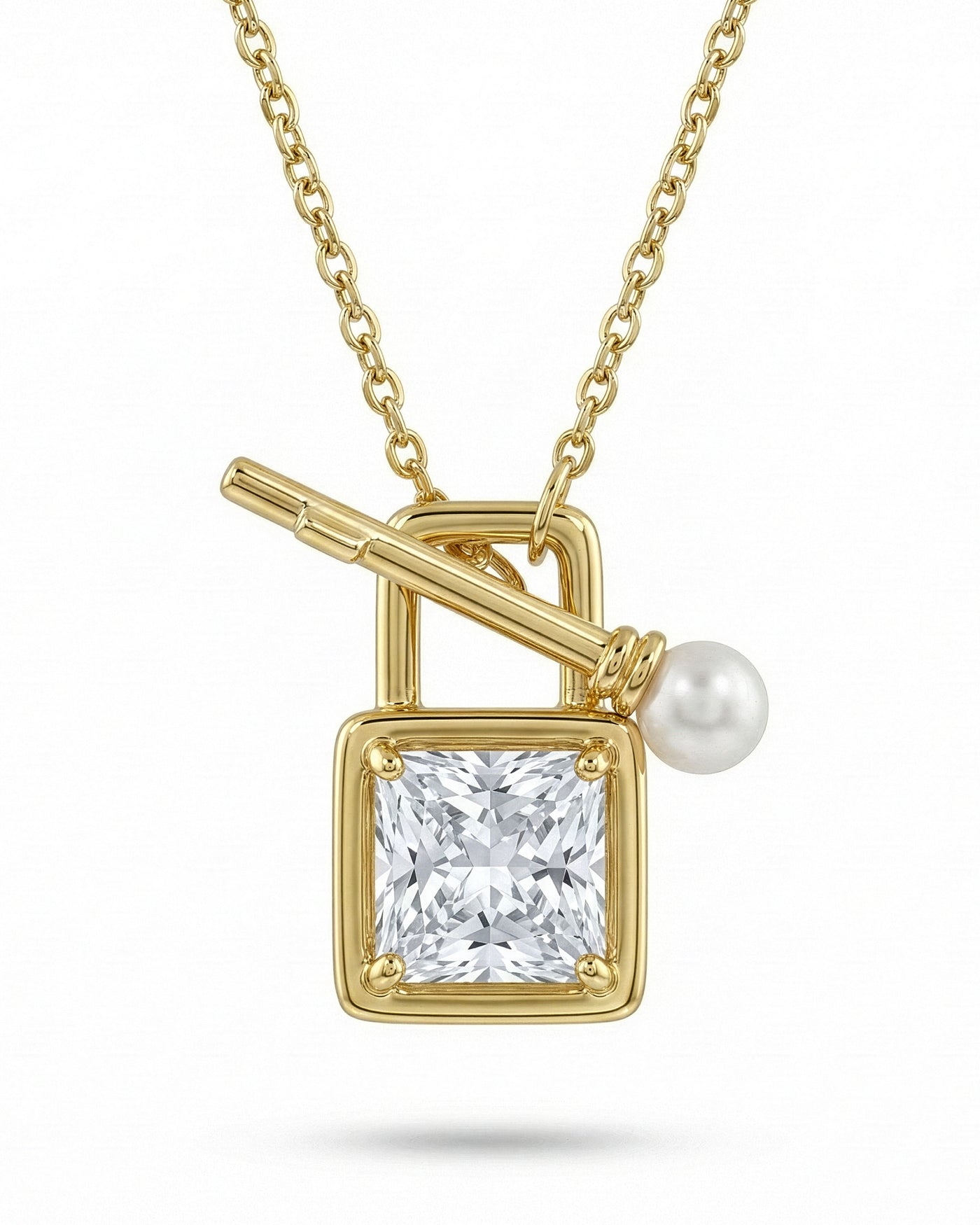 Lock Charm Crystal Pendant Chain