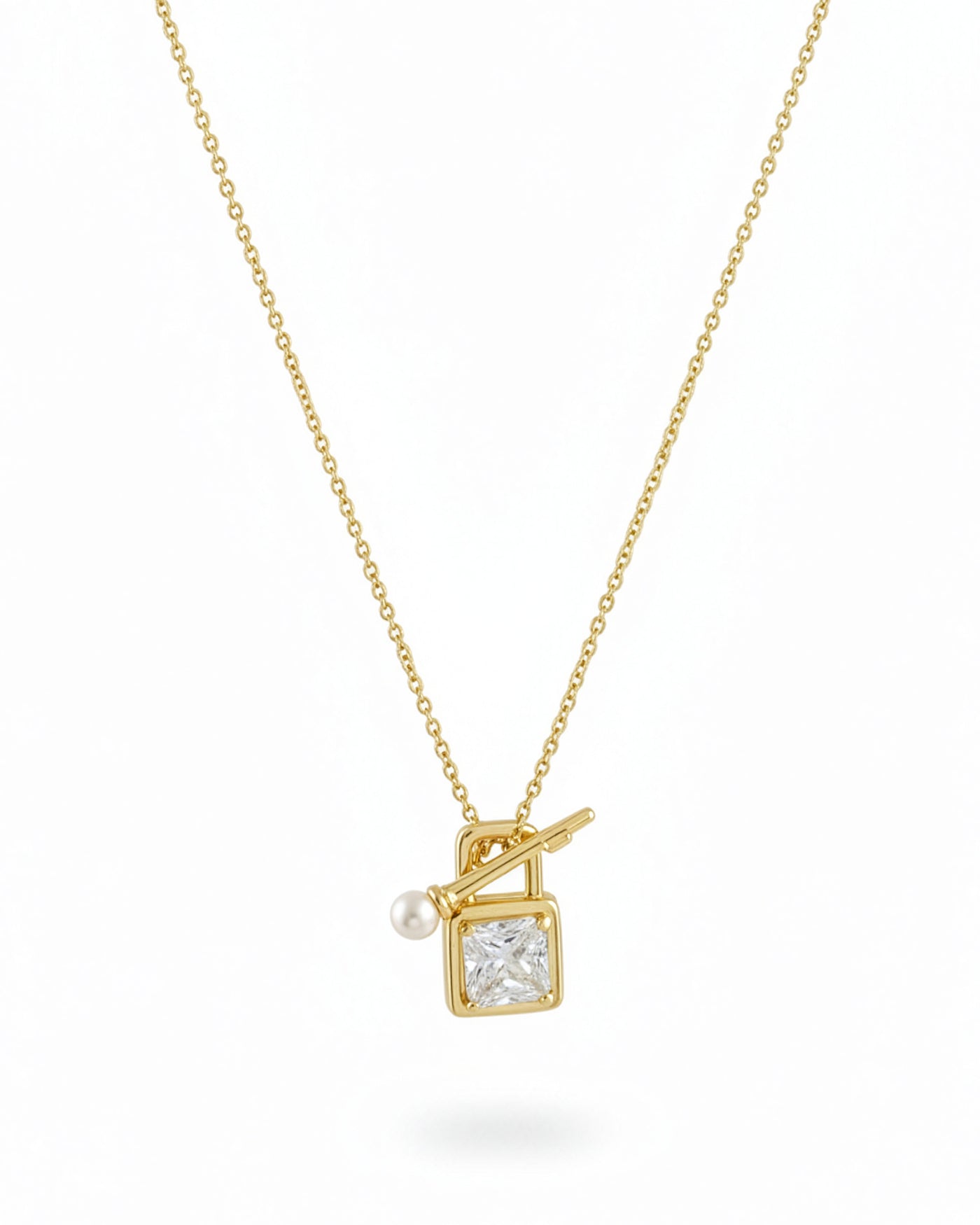 Lock Charm Crystal Pendant Chain
