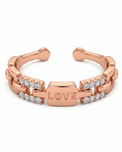 Love Engraved Crystal Open Ring