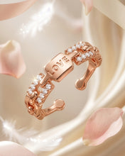 Love Engraved Crystal Open Ring