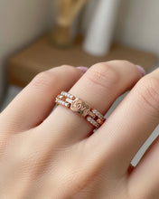 Love Engraved Crystal Open Ring