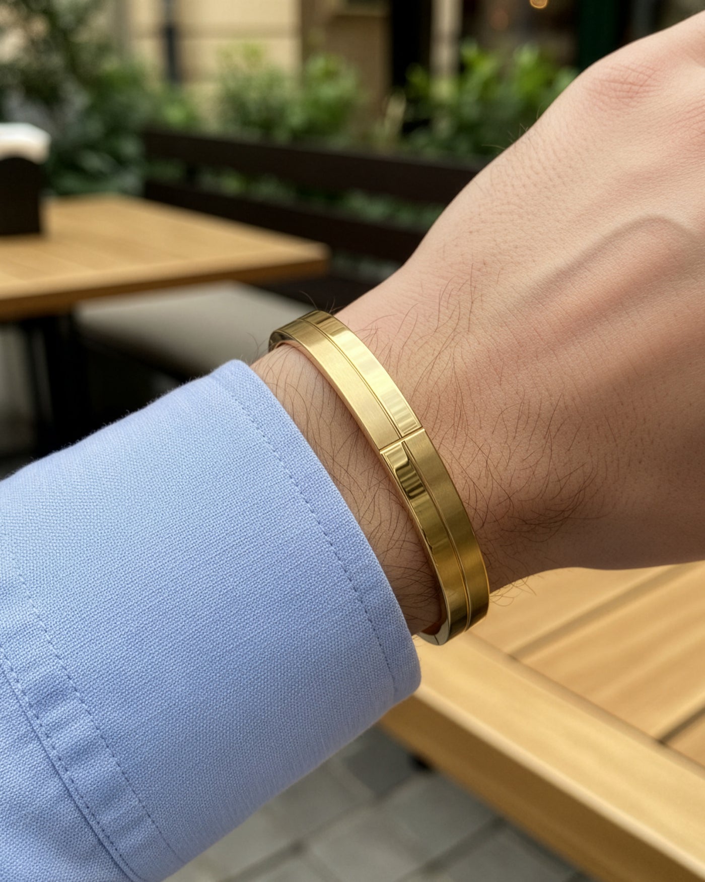 Matte Gold Dual-Line Men’s Bracelet