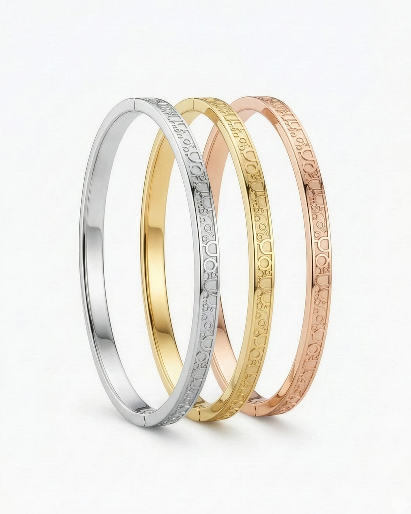 Minimal Engraved Trio Combo Bracelet