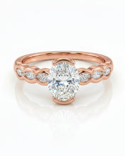 Oval Solitaire Wave Crystal Ring