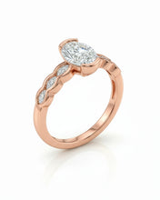 Oval Solitaire Wave Crystal Ring