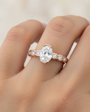 Oval Solitaire Wave Crystal Ring