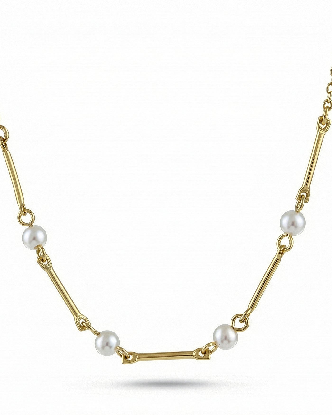 Pearl Bar Link Chain Necklace