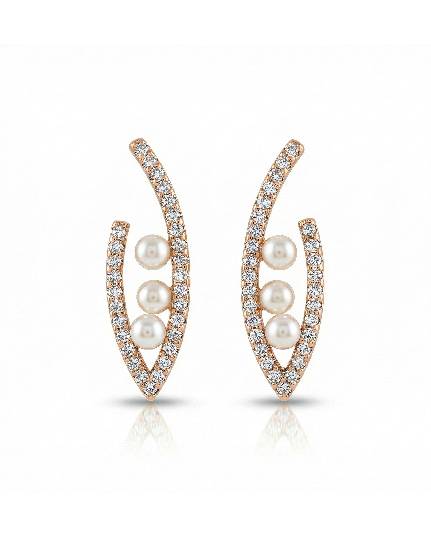 Pearl Curve Pavé Earrings