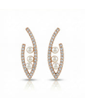 Pearl Curve Pavé Earrings