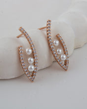 Pearl Curve Pavé Earrings
