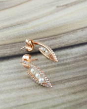 Pearl Curve Pavé Earrings