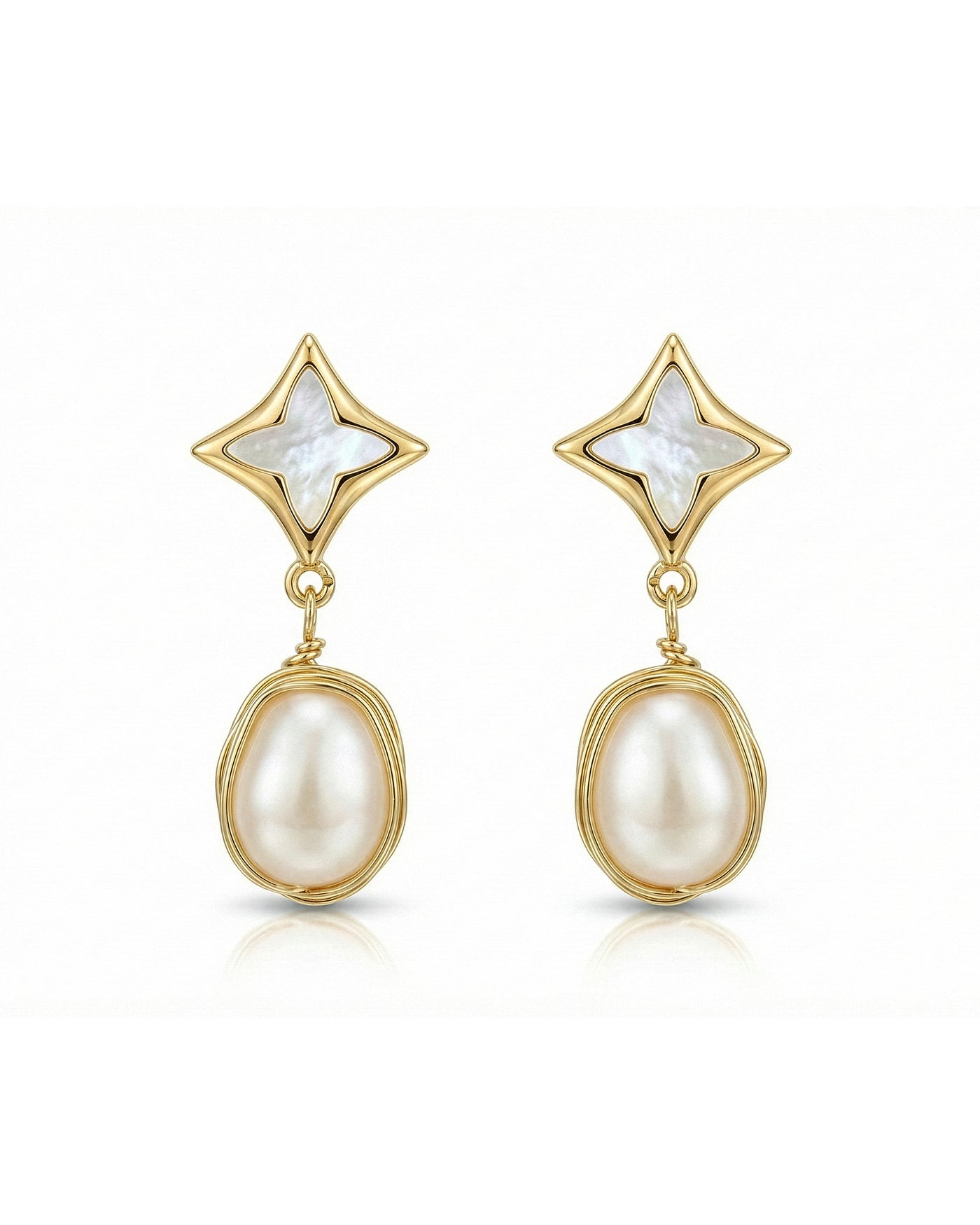 Pearl Star Drop Earrings