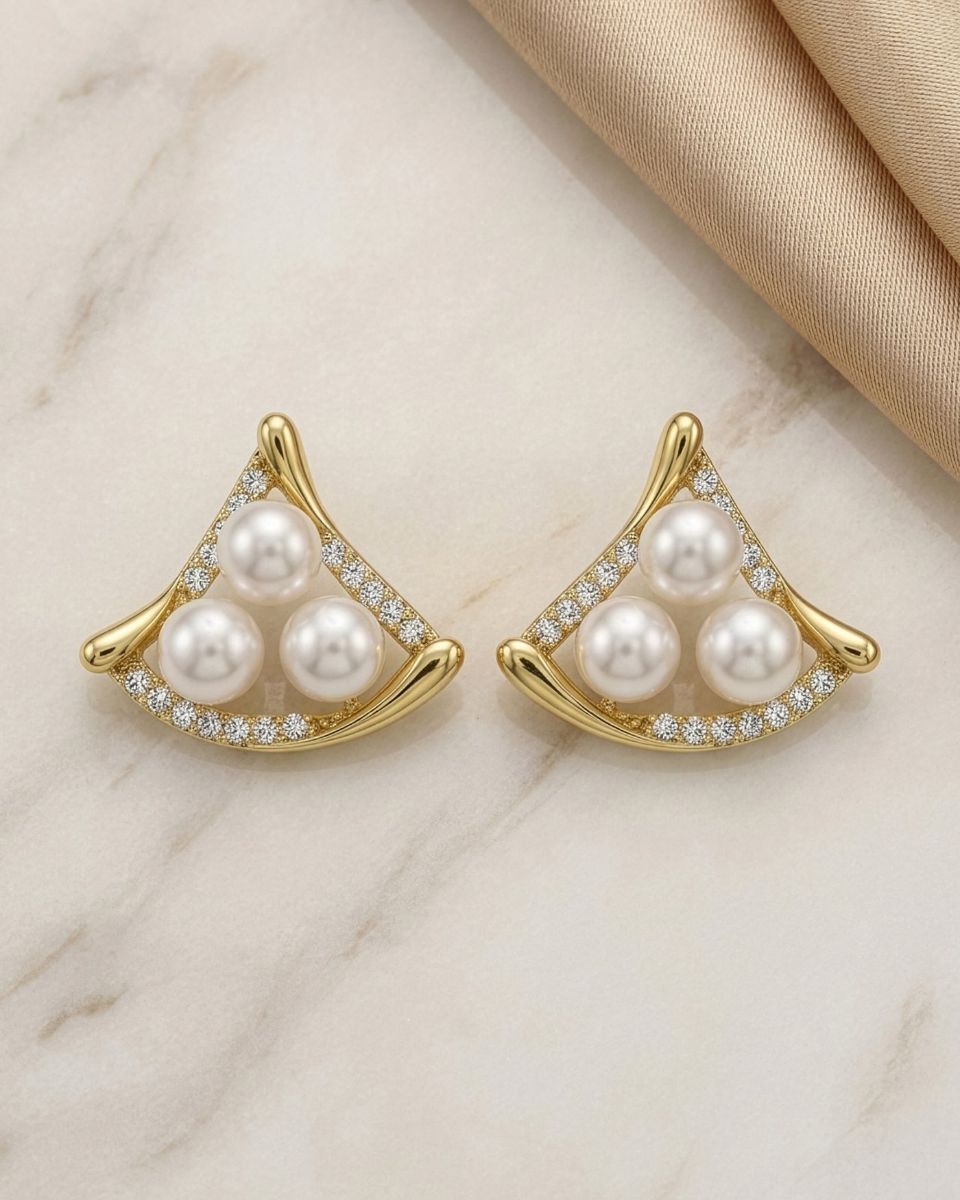 Pearl Triangle Elegance Earrings