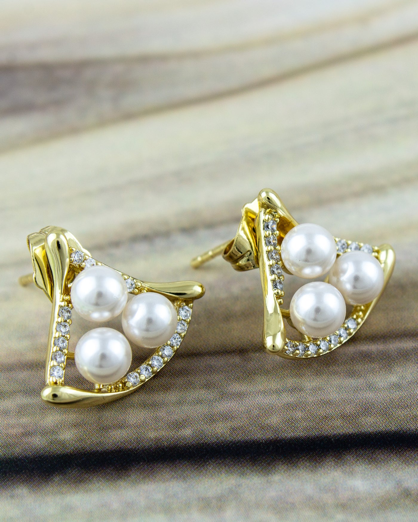Pearl Triangle Elegance Earrings
