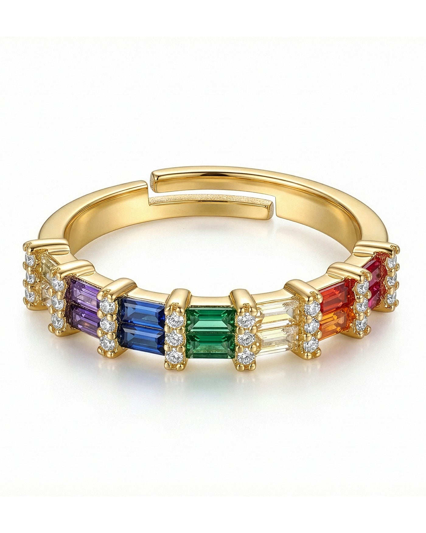 Rainbow Baguette Crystal Ring