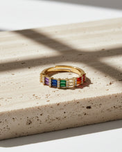 Rainbow Baguette Crystal Ring