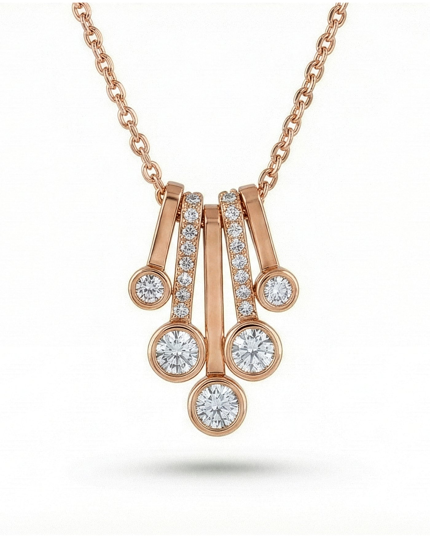 Rose Gold Drop Multi-Stone Pendant Chain