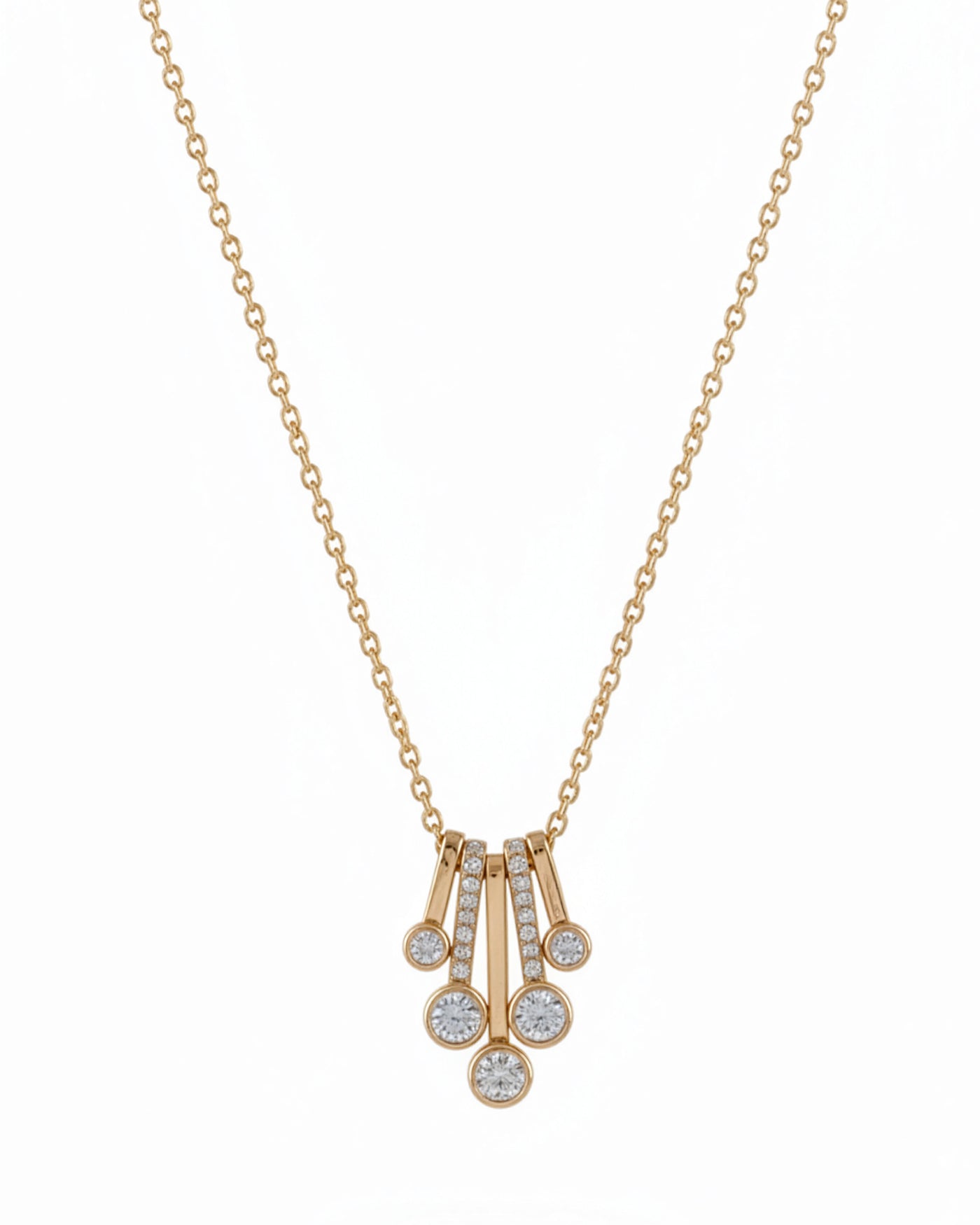 Rose Gold Drop Multi-Stone Pendant Chain