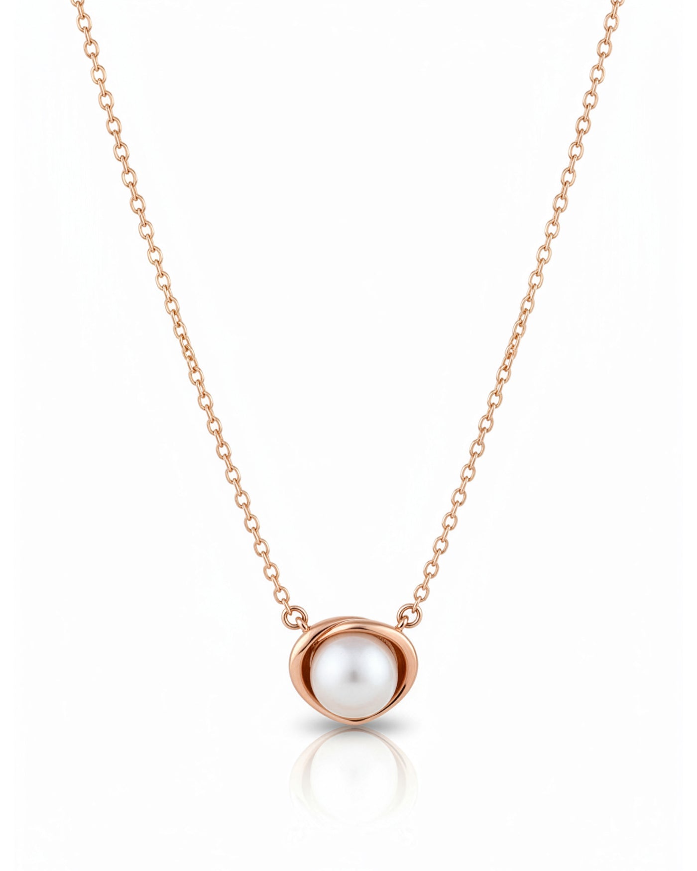 Rose Gold Pearl Orbit Pendant Chain