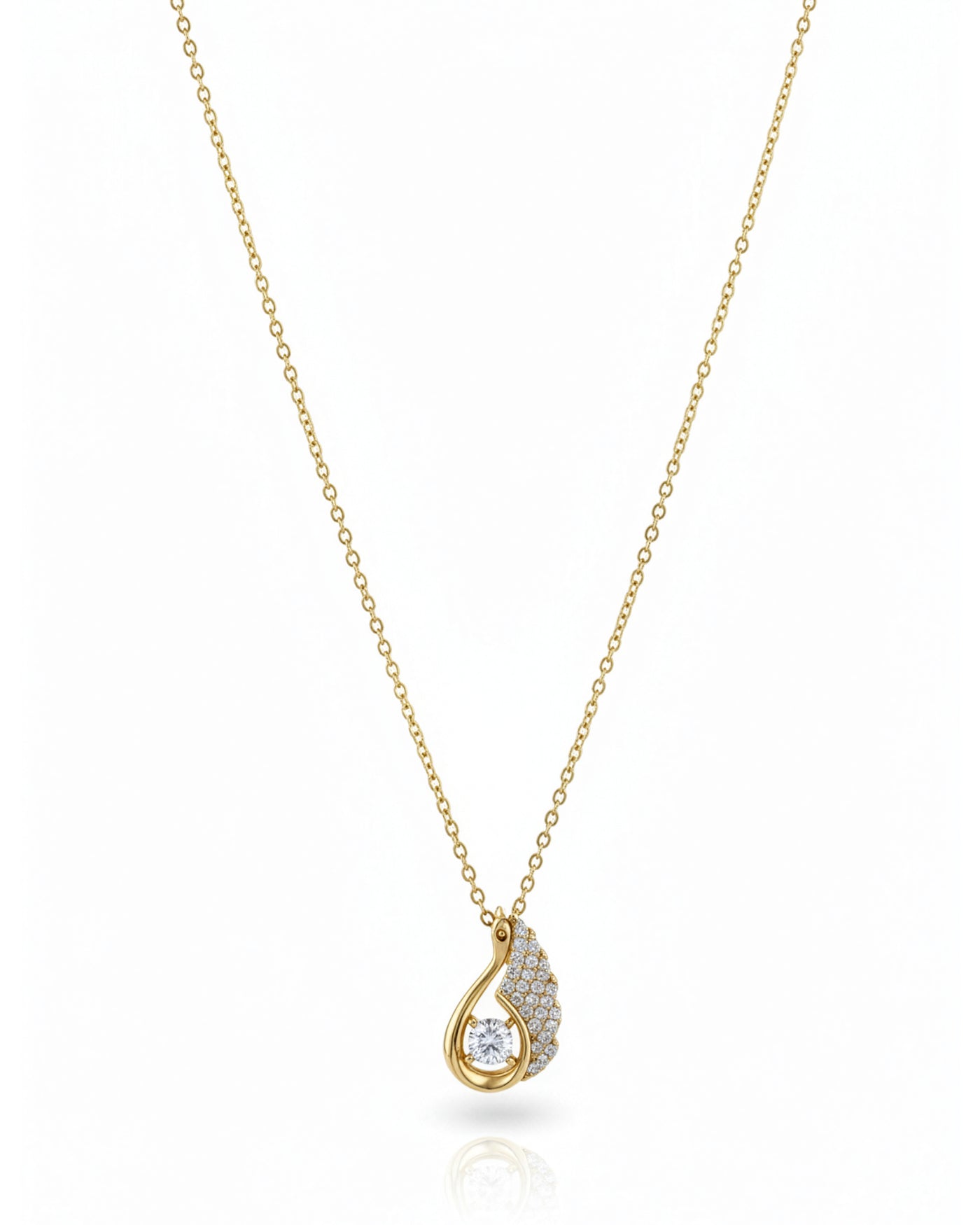 Swan Curve Crystal Pendant Chain