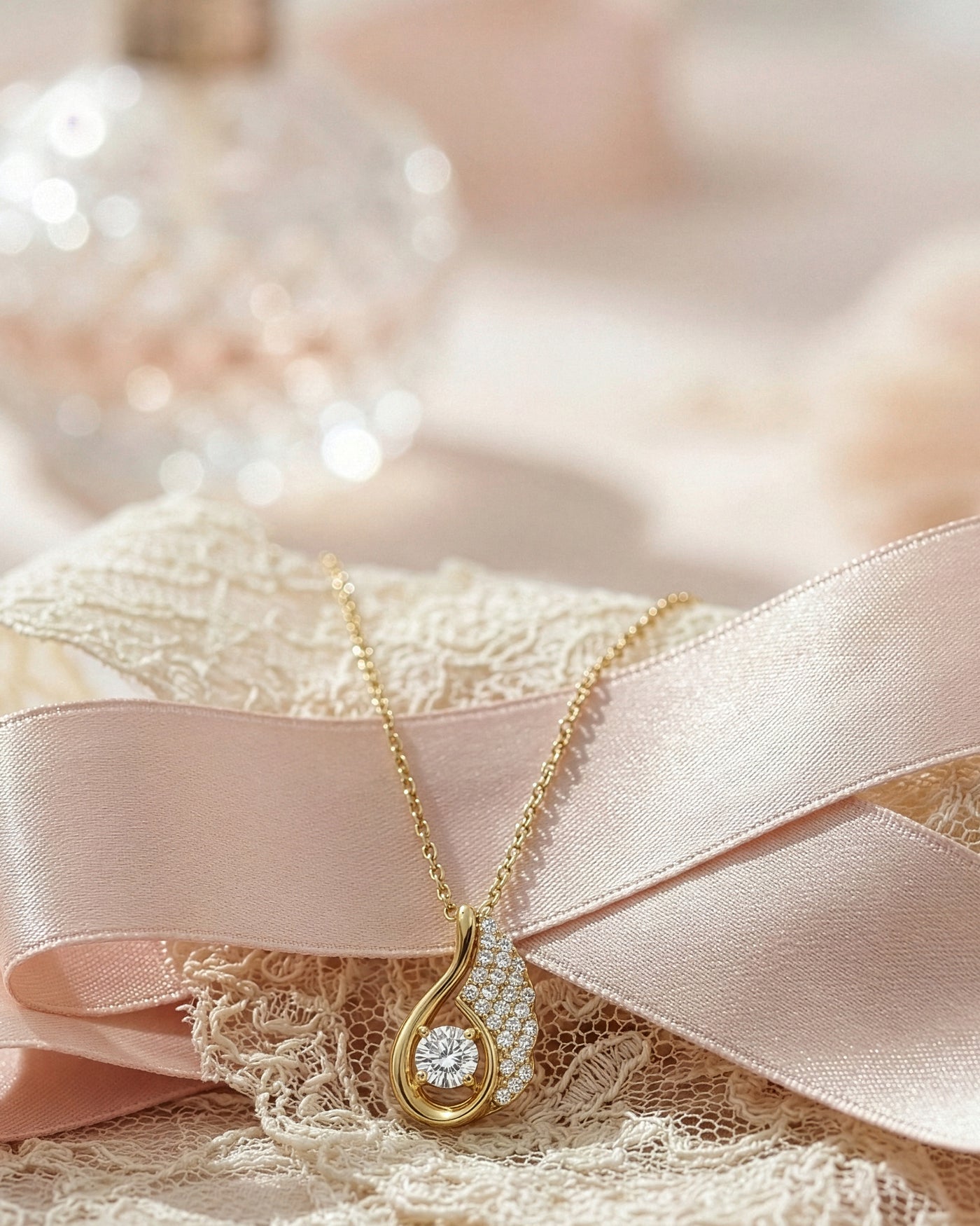 Swan Curve Crystal Pendant Chain
