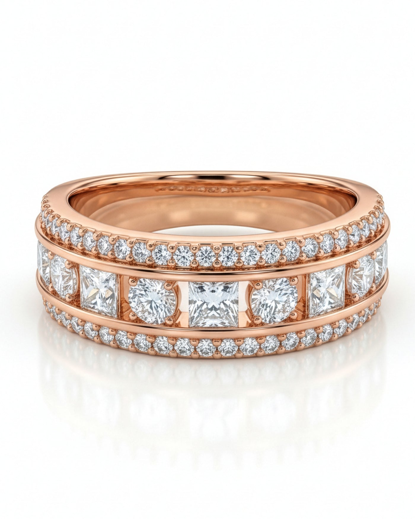 Triple Row Crystal Band Ring