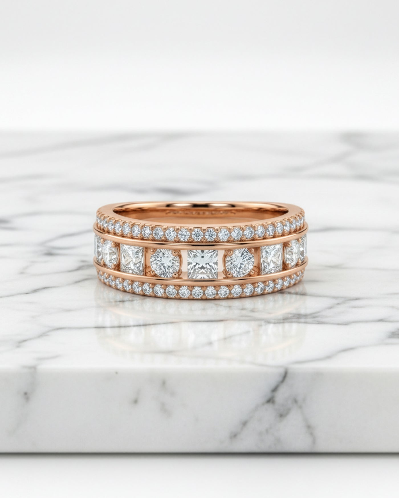 Triple Row Crystal Band Ring