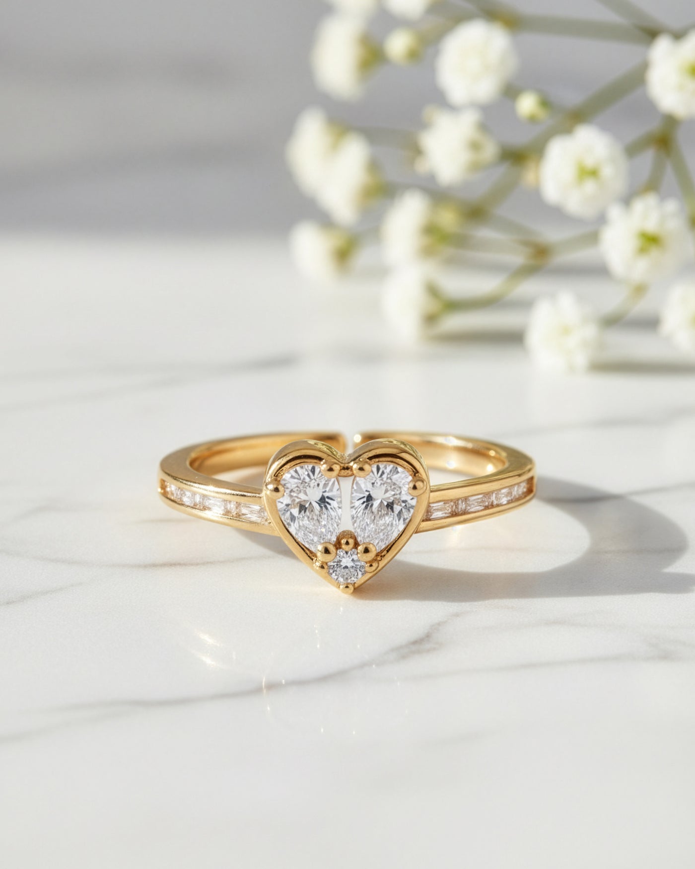 Twin Heart Sparkle Ring