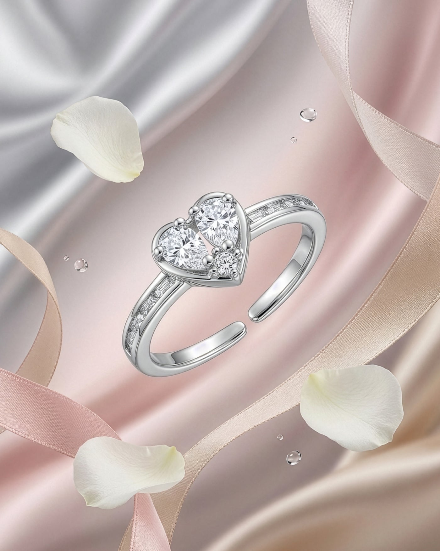 Twin Heart Sparkle Ring