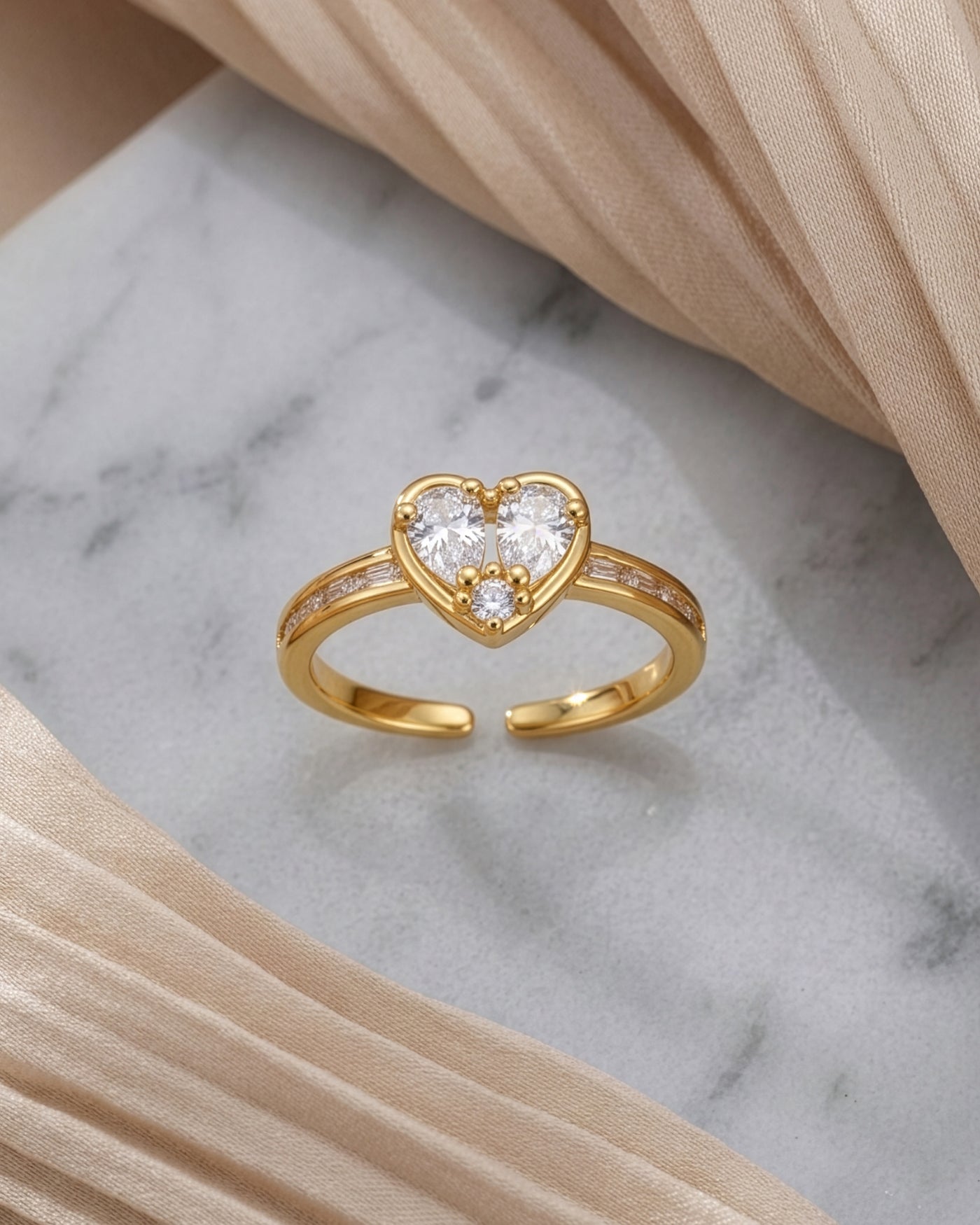Twin Heart Sparkle Ring