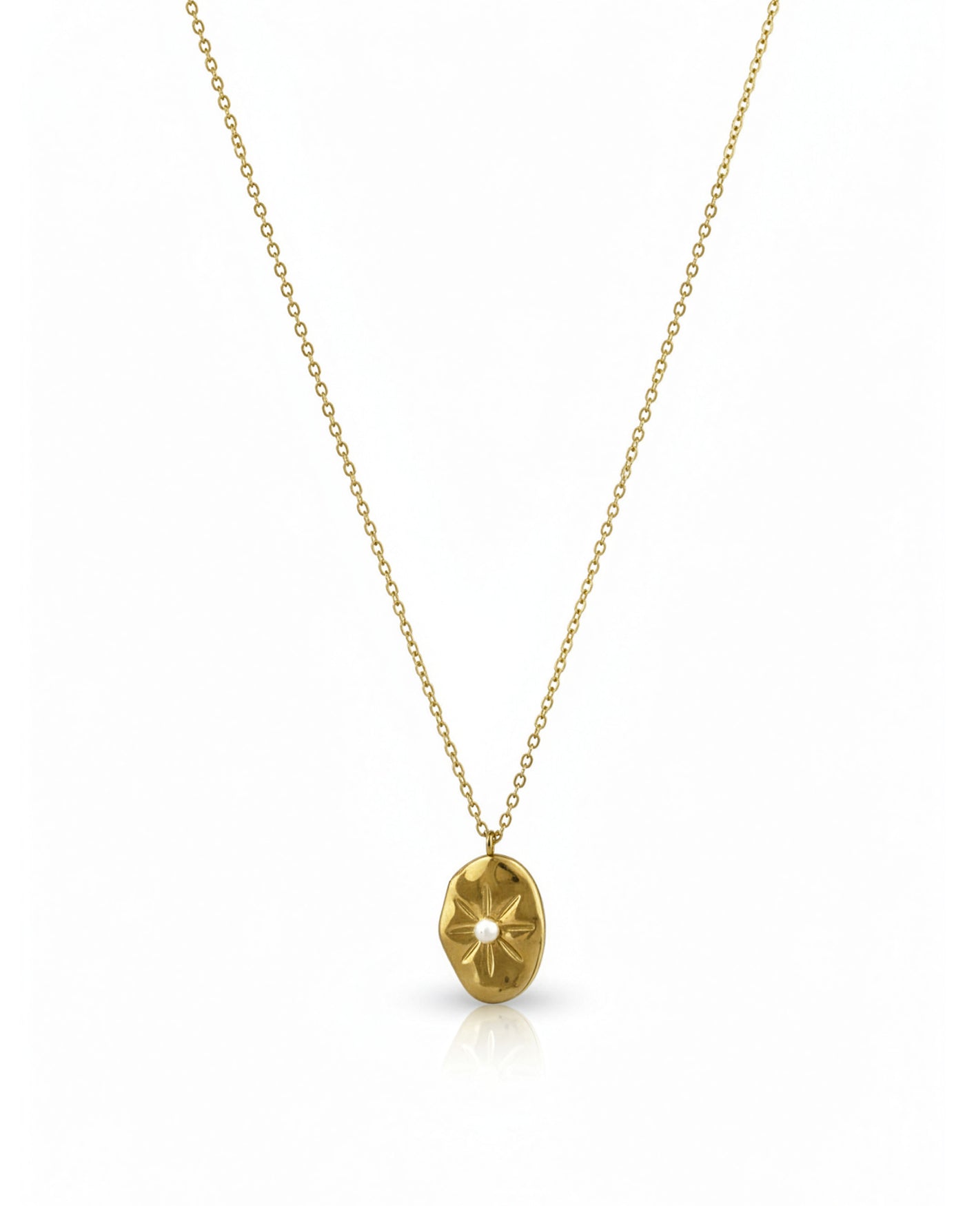 Vintage Pearl Floral Disc Pendant Chain
