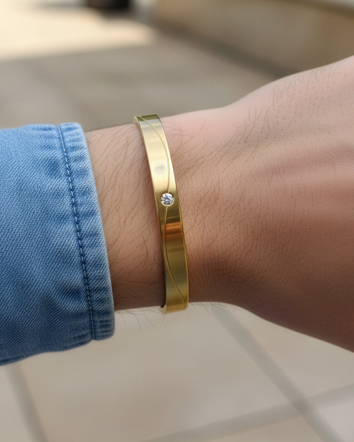 Wave Line Stone Men’s Bracelet